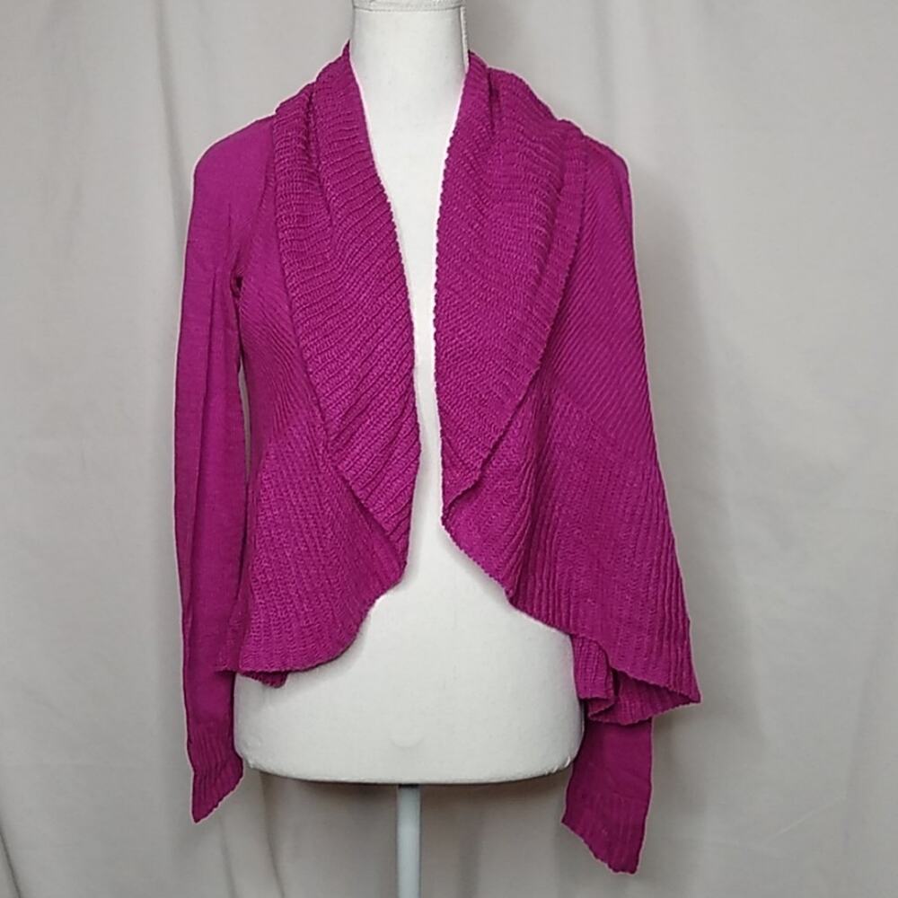 Mudd Women's Ruffle Front Cardigan Purple Sm